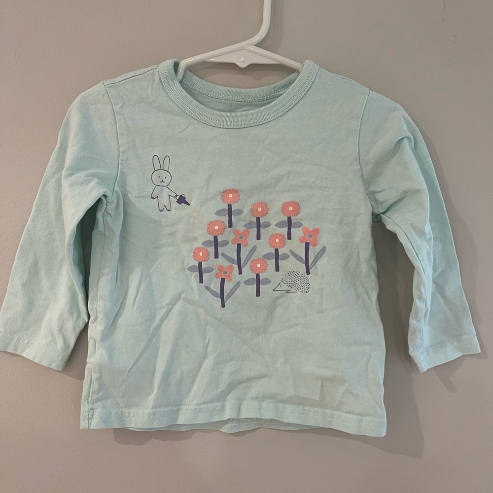 Tea Collection mint green Kids Shirt with Floral and Bunny Design